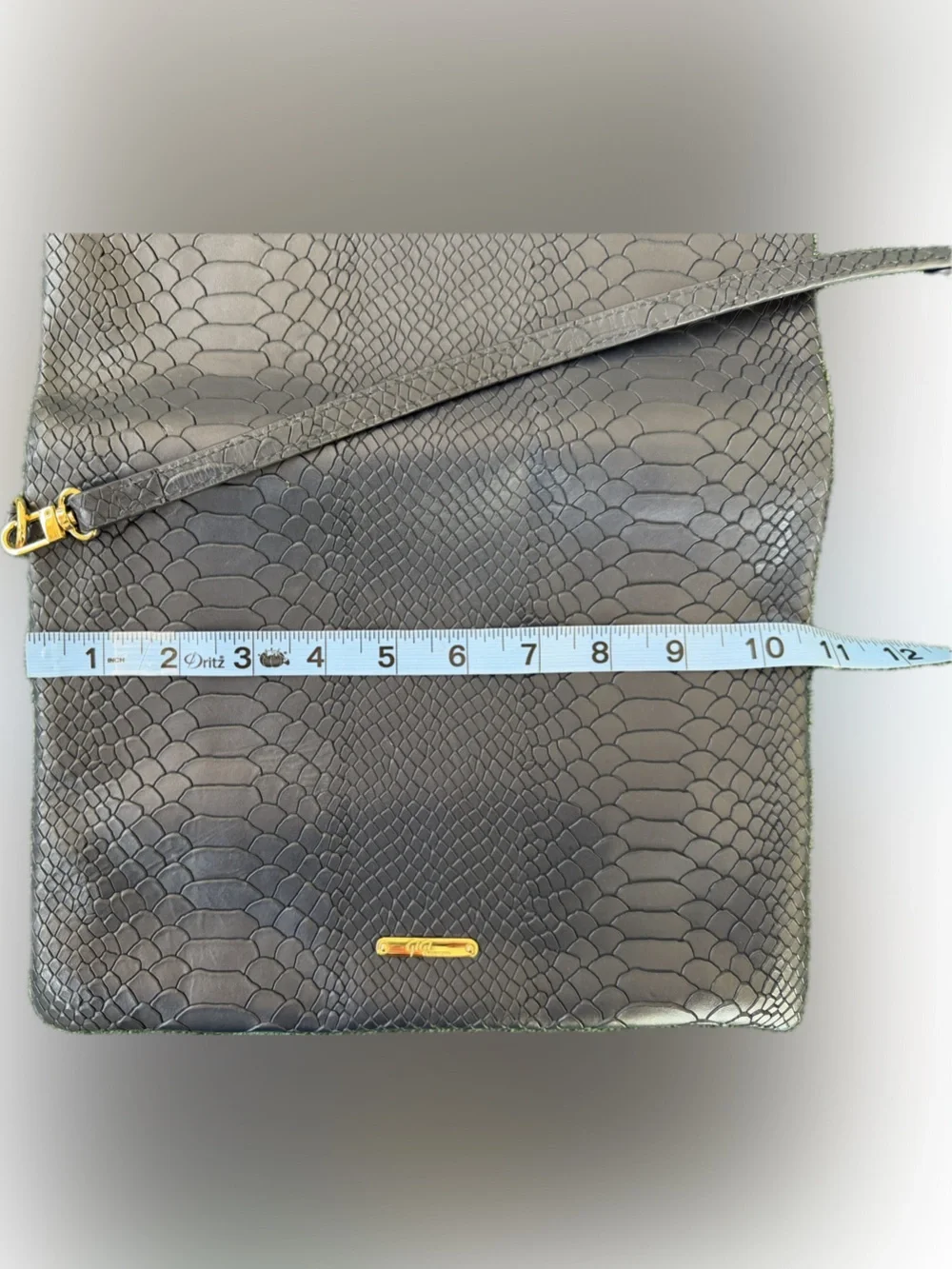 GiGi New York Stella Fold-Over Clutch/Crossbody in Navy Embossed Python Leather